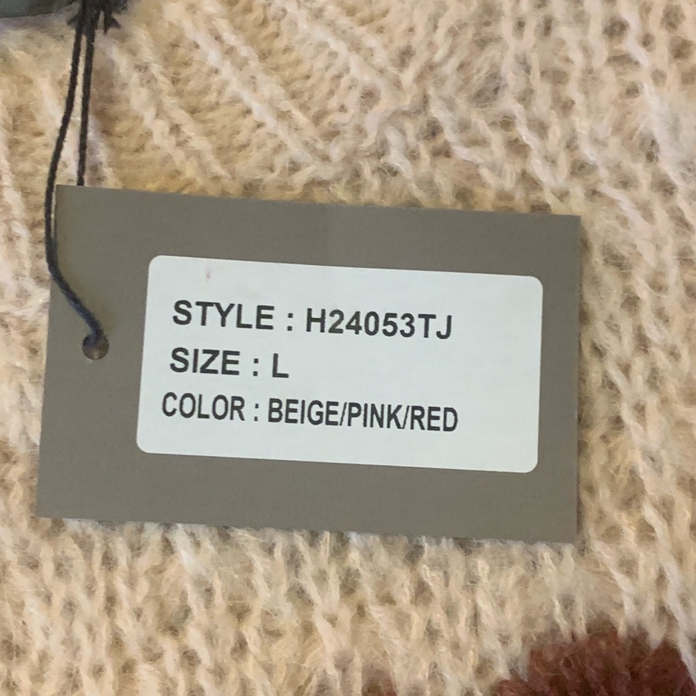 Elsamanda NWT Sweater L Beige/burgundy Stripe Italian Alpaca/wool Blend Warm - Picture 4 of 8